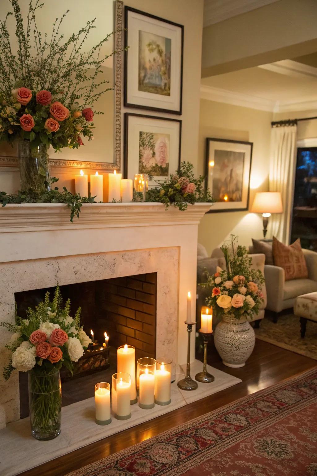 Blending candles with vases and artwork for a customized impression.