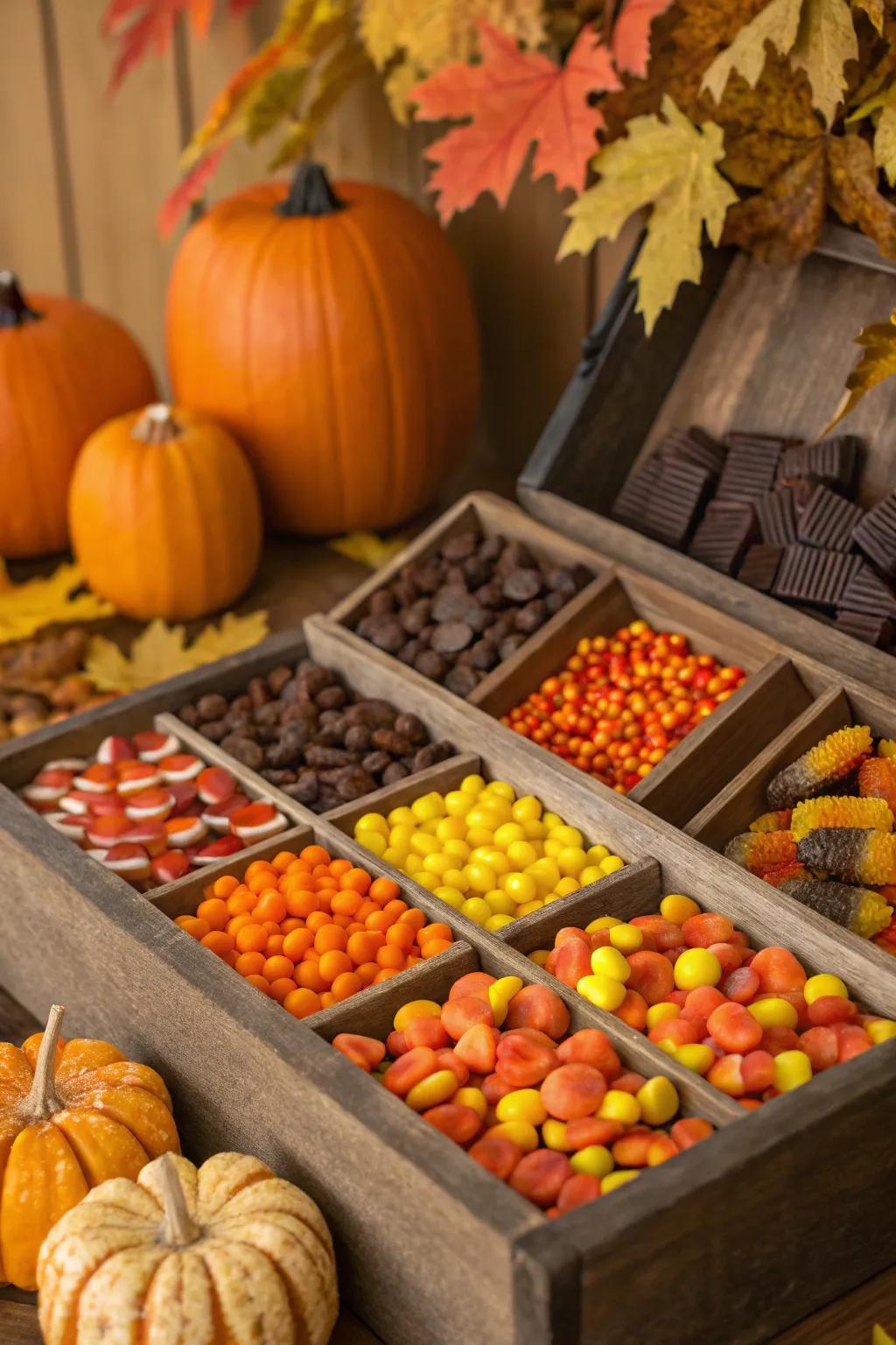 A sweets display with a hint of seasonal allure.