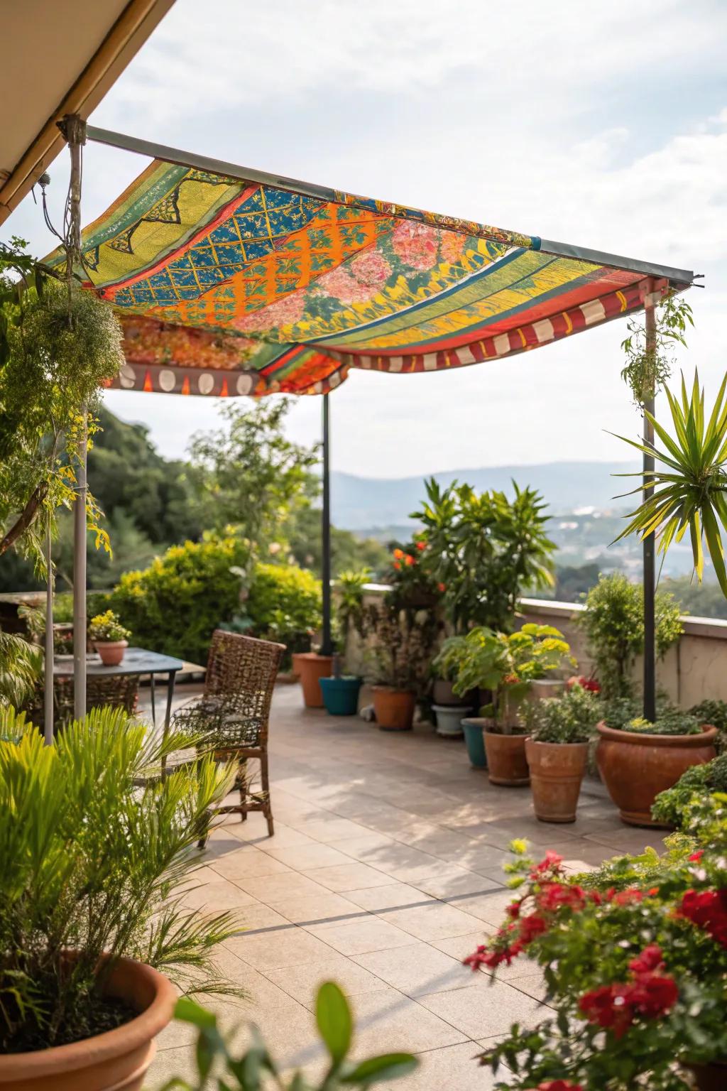 Vibrant fabric colors contribute character to your patio.