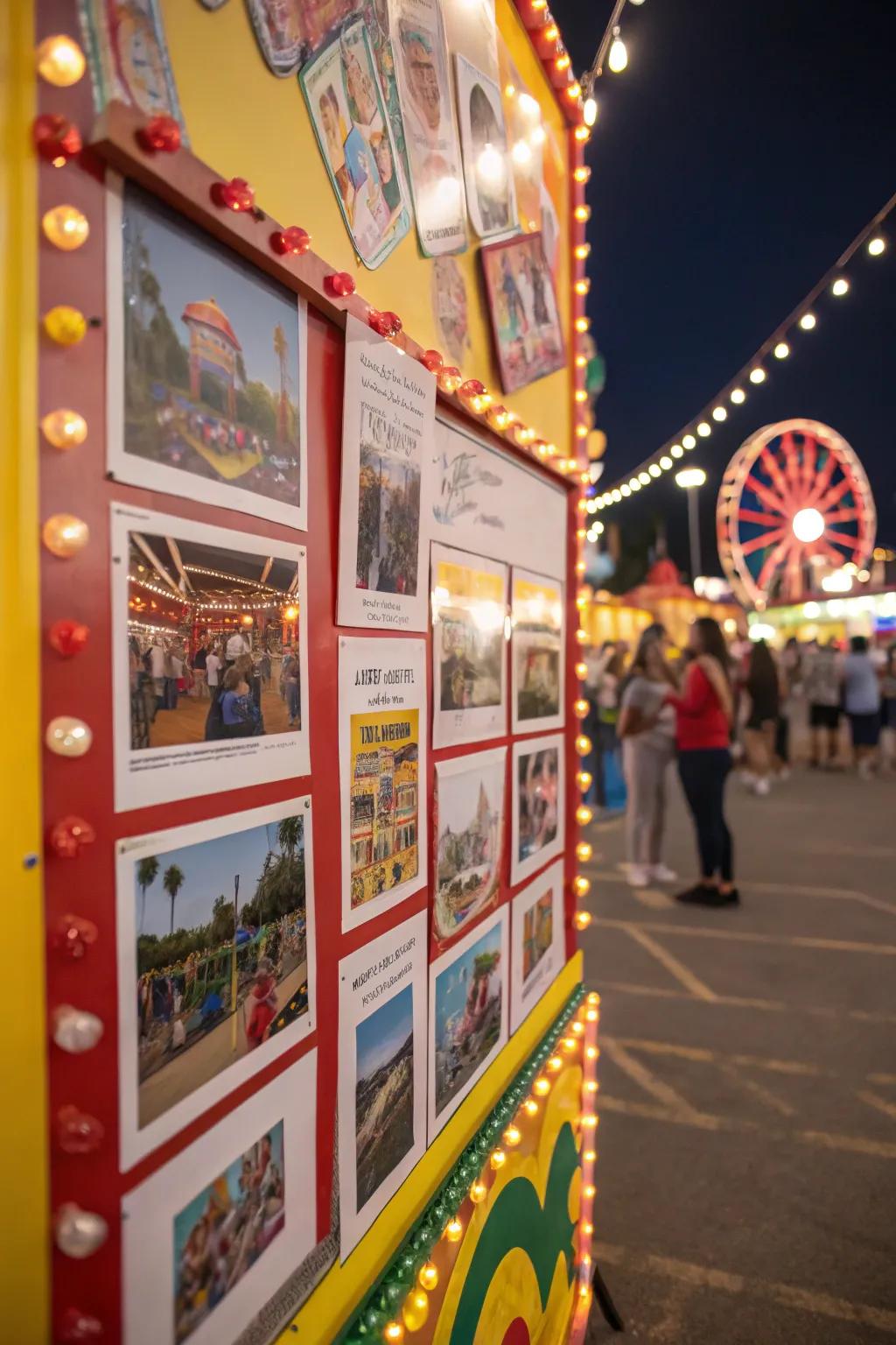 Fair games depicted on the board evoke nostalgia and excitement.
