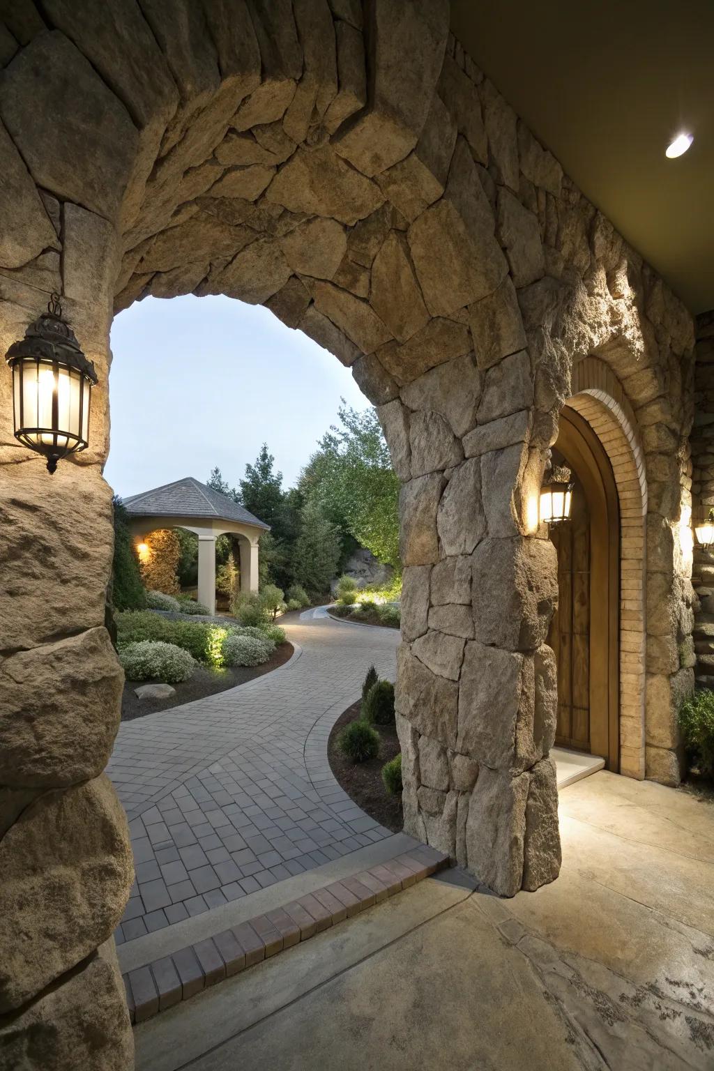 Arches fashion a striking cave-like entryway.