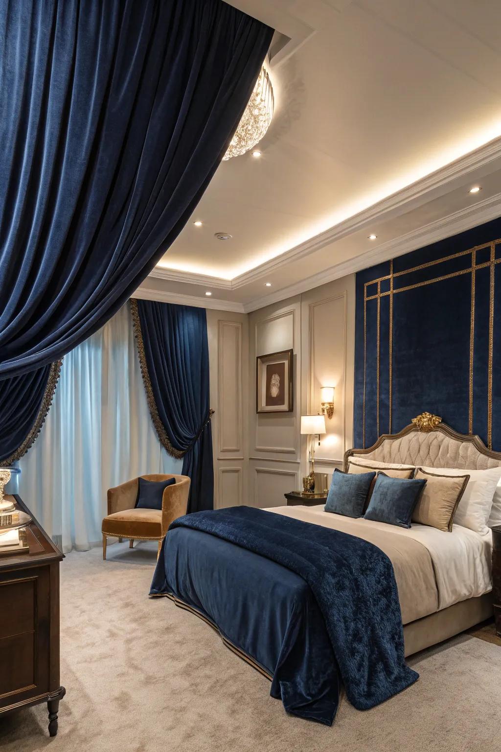 Luxurious material curtains adding richness and warmth
