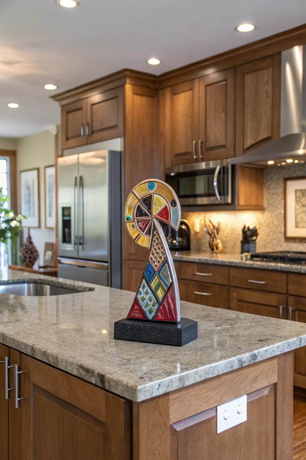 Inject personality into your kitchen island through artistic components.