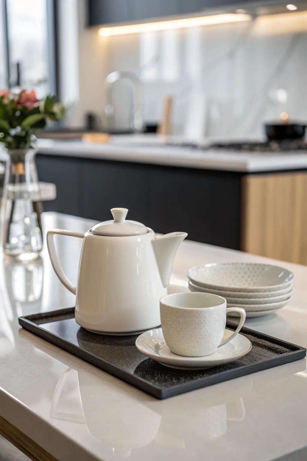 Refined simplicity defines this minimalist tea server design.
