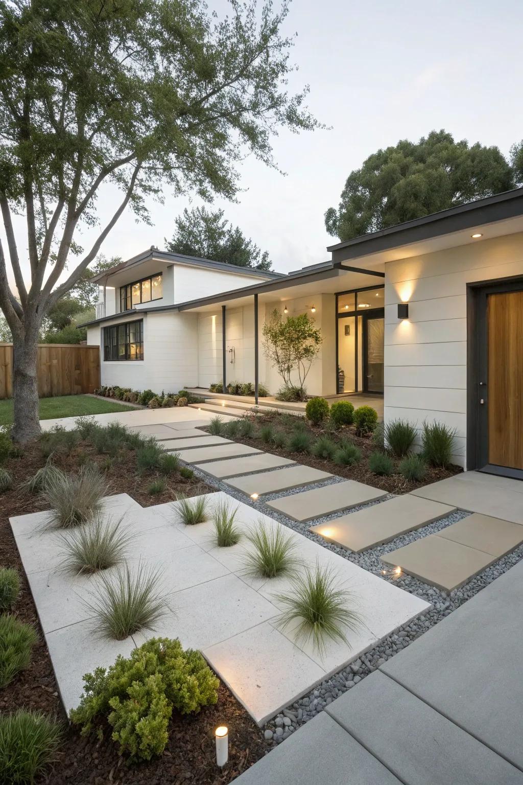 A simple design offers a contemporary and neat landscape.