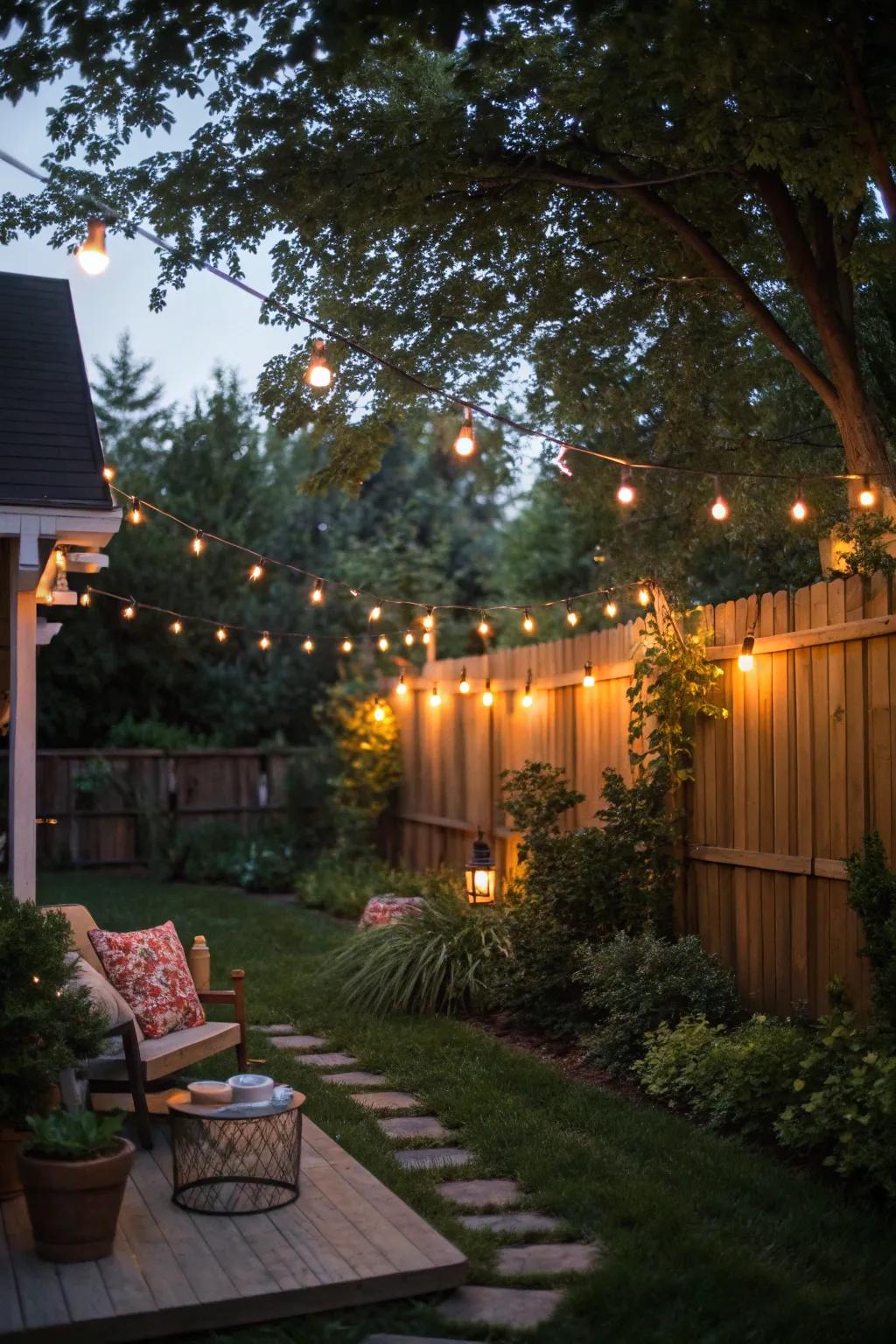 String lights turn your yard into a private, enchanting retreat.