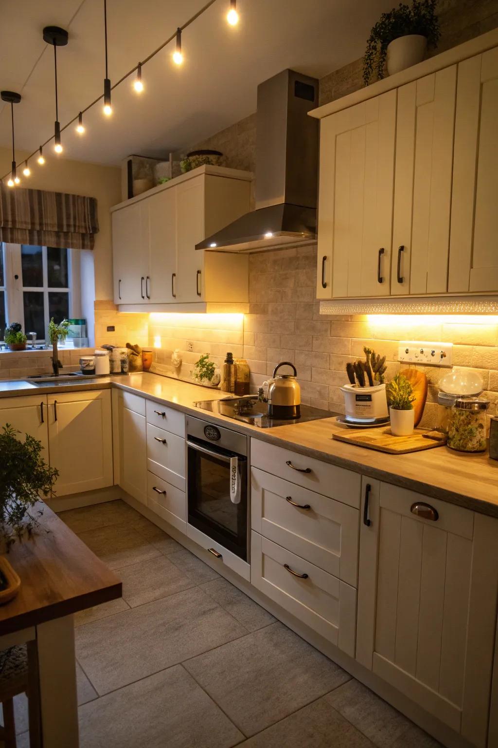 Functional lighting tailored for both work and atmosphere.