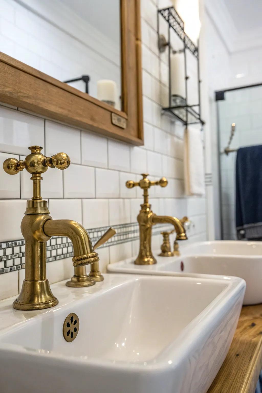 Vintage-inspired gold spouts introduce ageless charm.