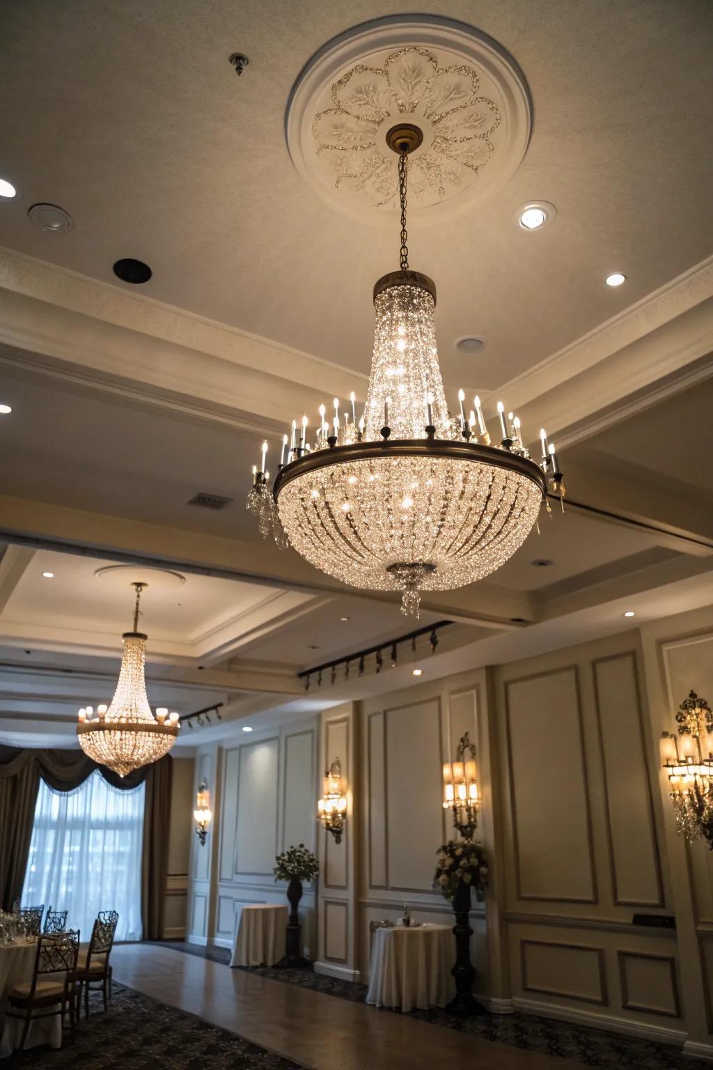 Elegant lighting refines the coastal chic style.