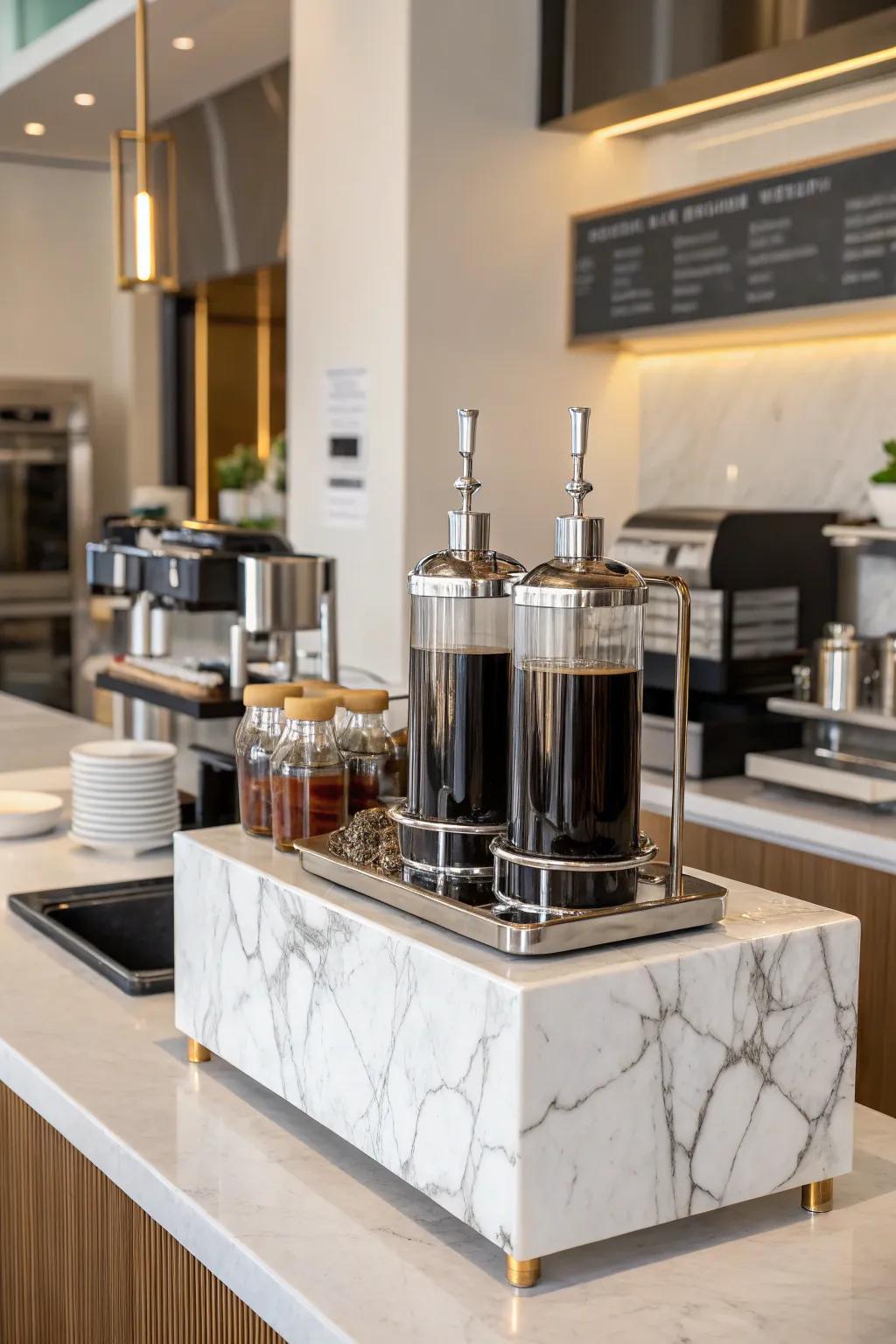 Stone surface adds a lavish touch to your flavoring arrangement.