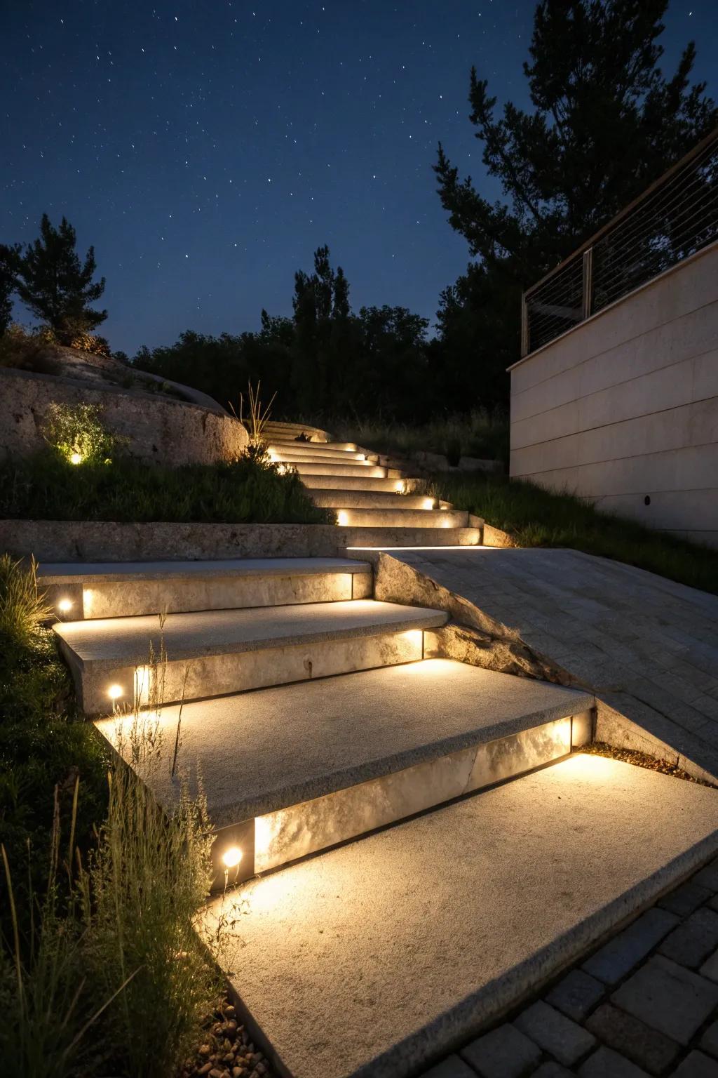 Lighting incorporating warmth and protection to your steps.