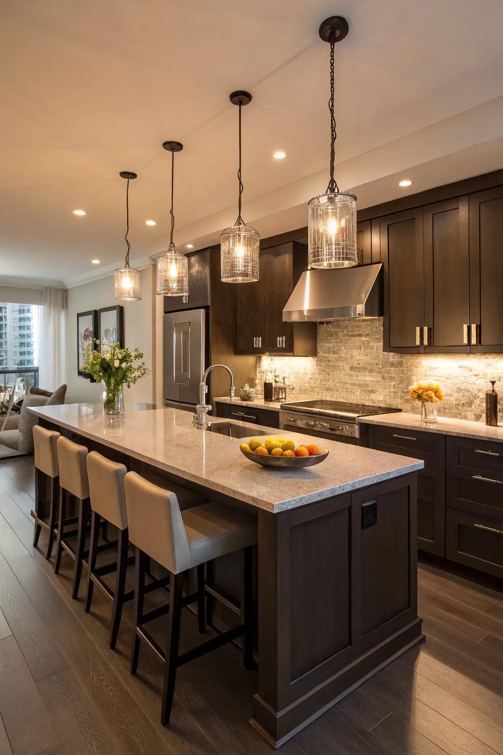 Inventive light sources enhance the atmosphere and usefulness of your cooking area.