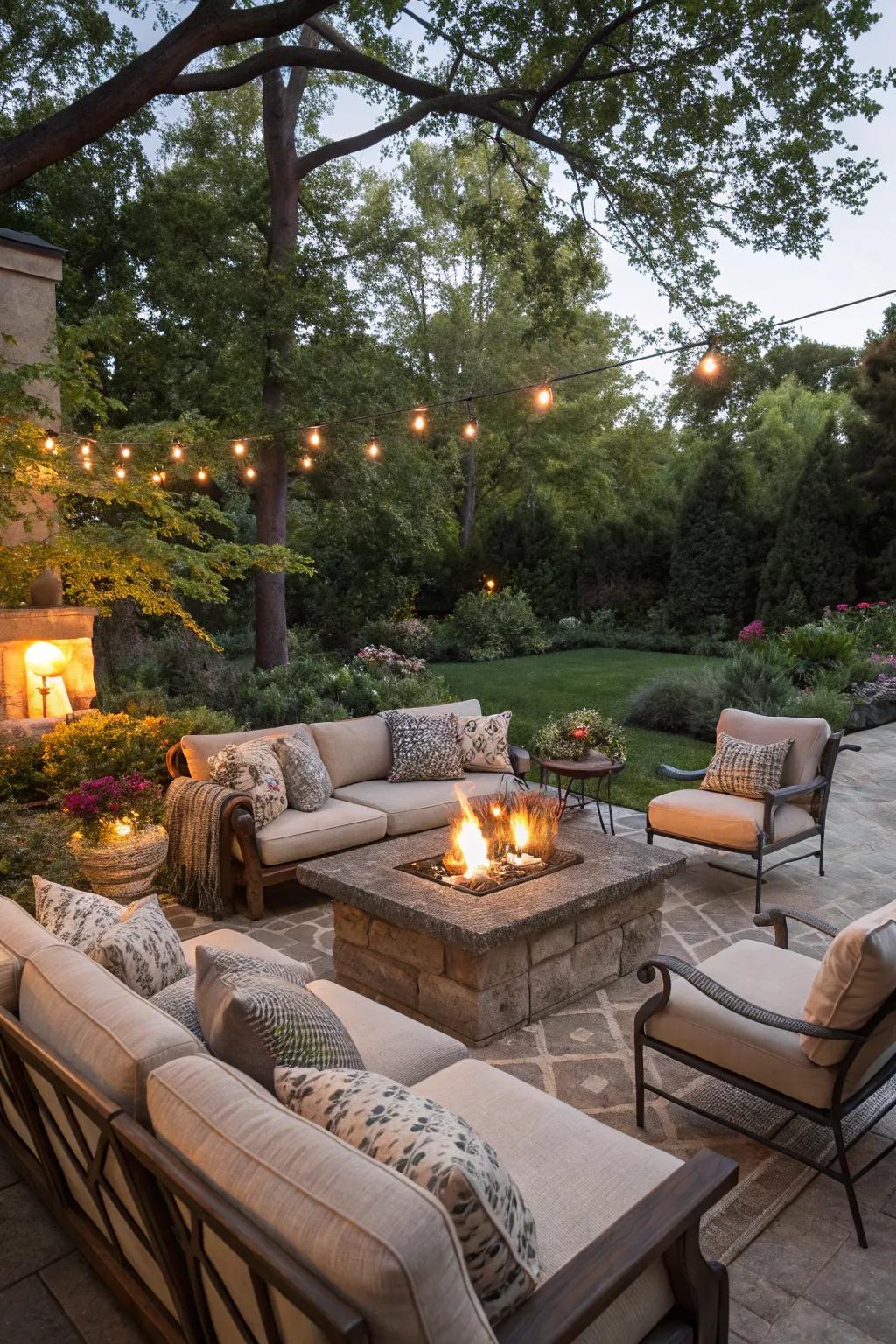 Design an inviting outdoor escape for year-round enjoyment.