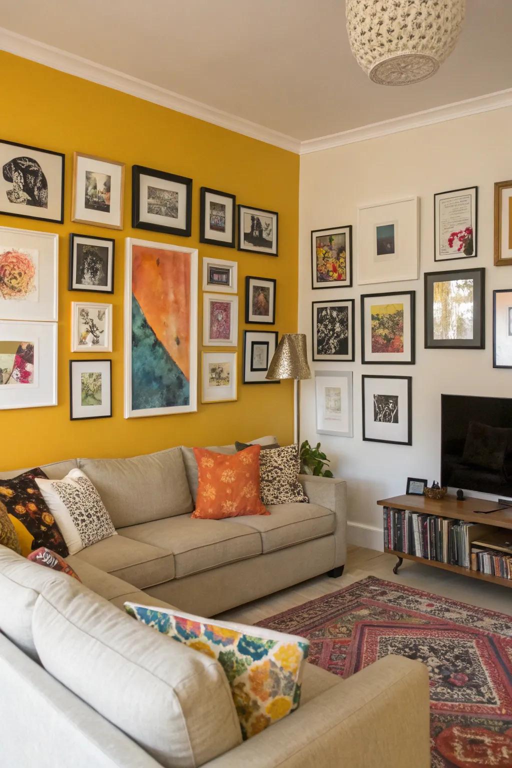 Make a statement by creating a unique gallery wall in your corner.