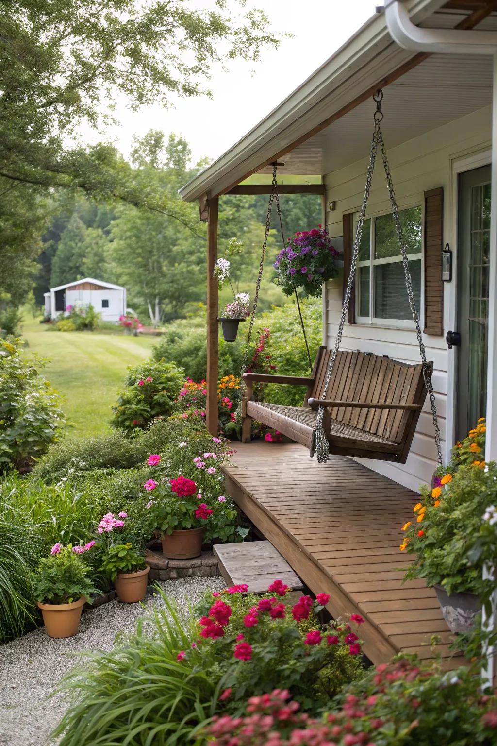 Flourishing vegetation enhances your porch's connection to nature.
