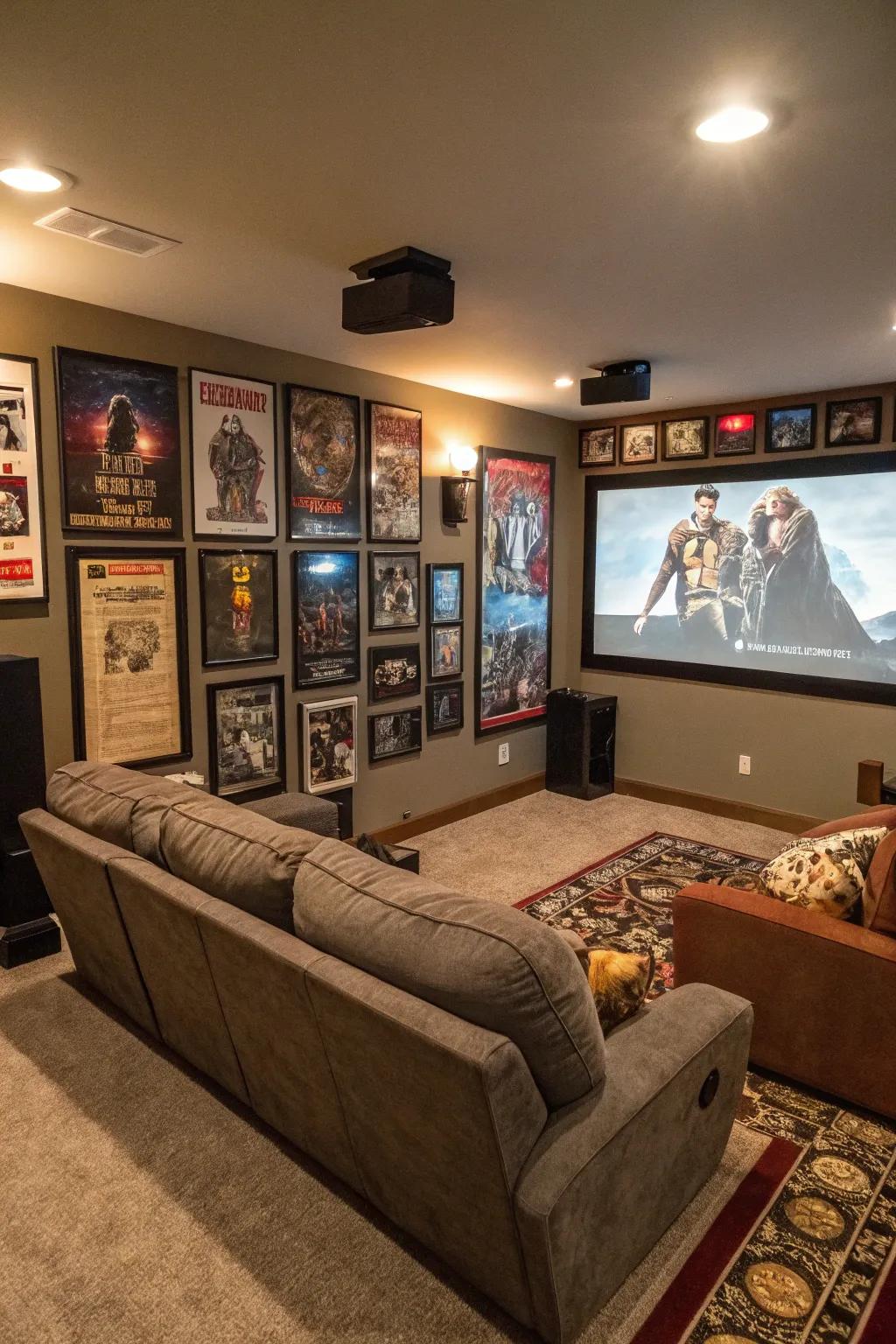 Personal touches make the room your own, like movie posters.