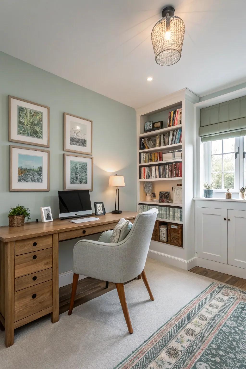 Neutral tones encourage tranquility in your workspace.