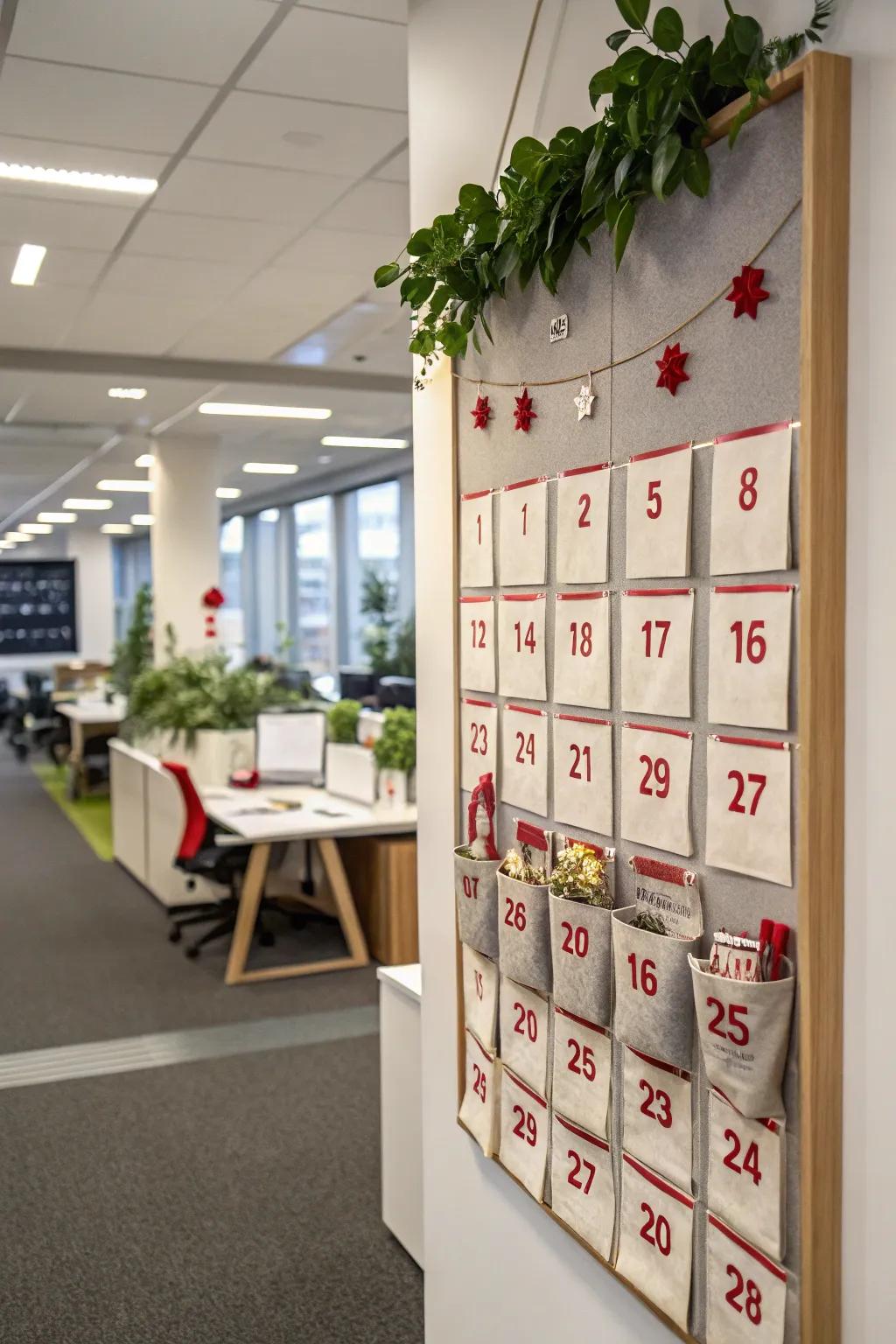 A countdown calendar injects daily excitement into the workplace.
