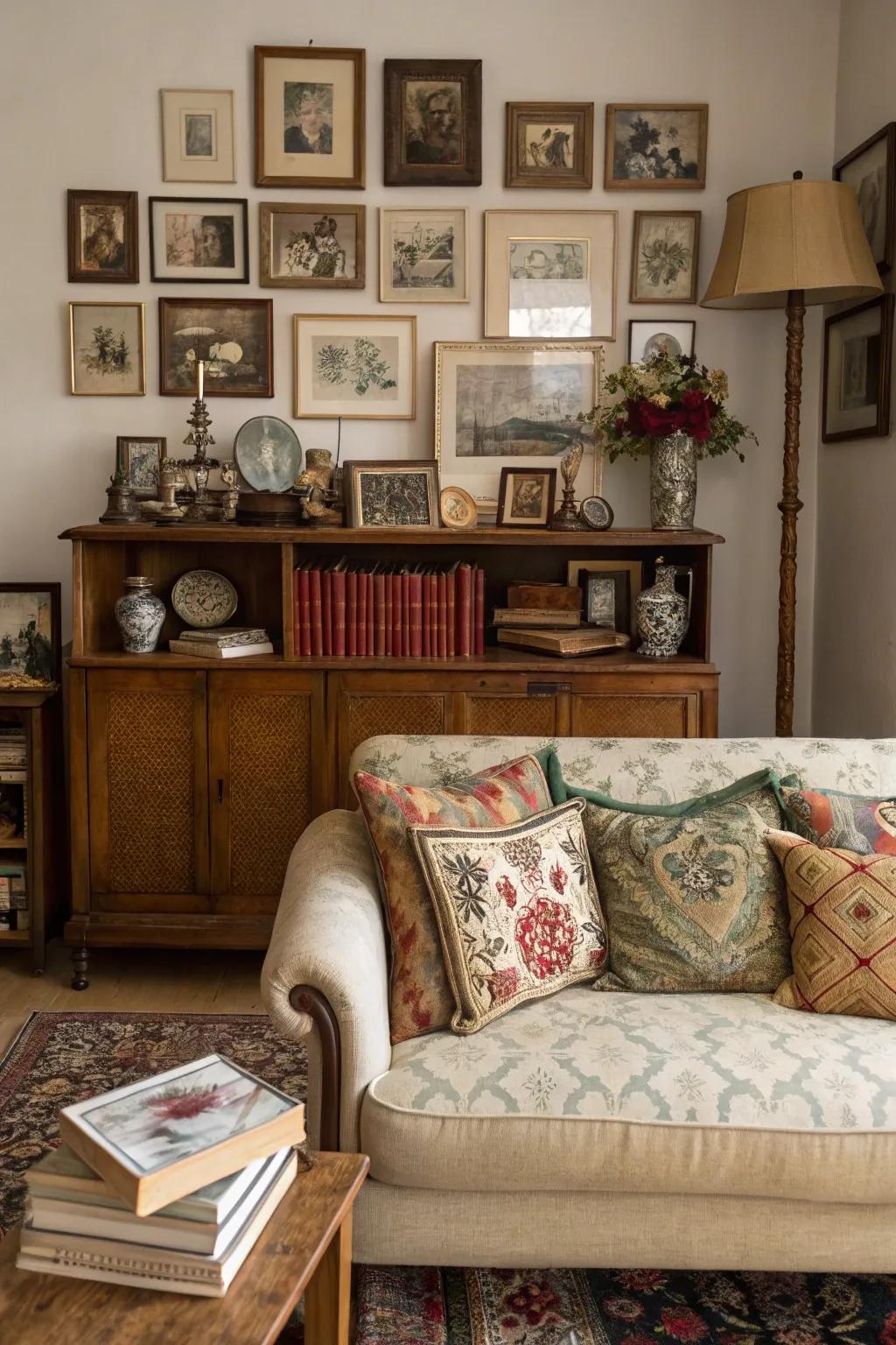 A nostalgic theme for a sideboard design introduces enduring allure.