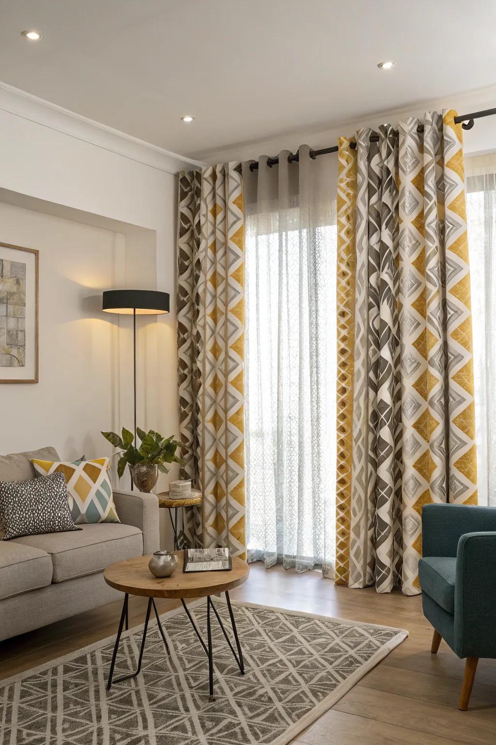 Patterned coverings bring visual appeal to any arrangement.