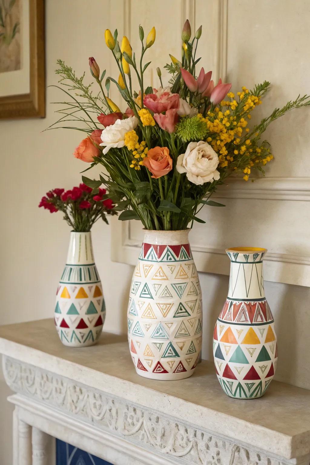 Artistic vases harmonize style and nature.