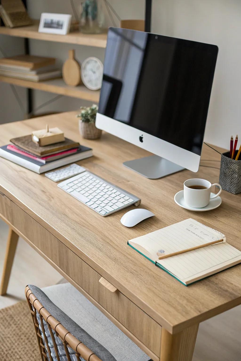 A striking desk with clean lines enriches your PC setup.