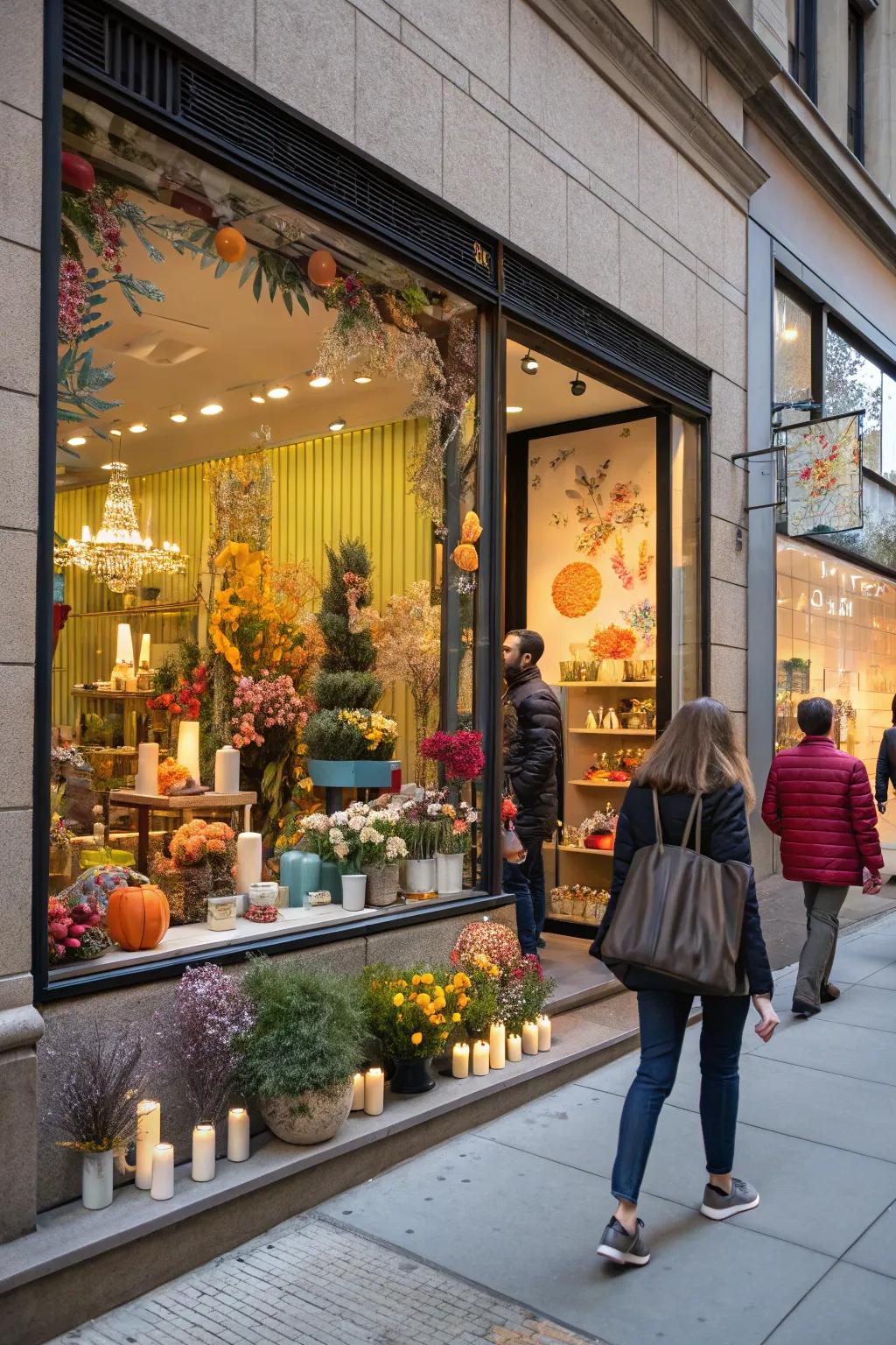 A shop front with a mesmerizing artistic casement exhibit that entices the inquisitive.