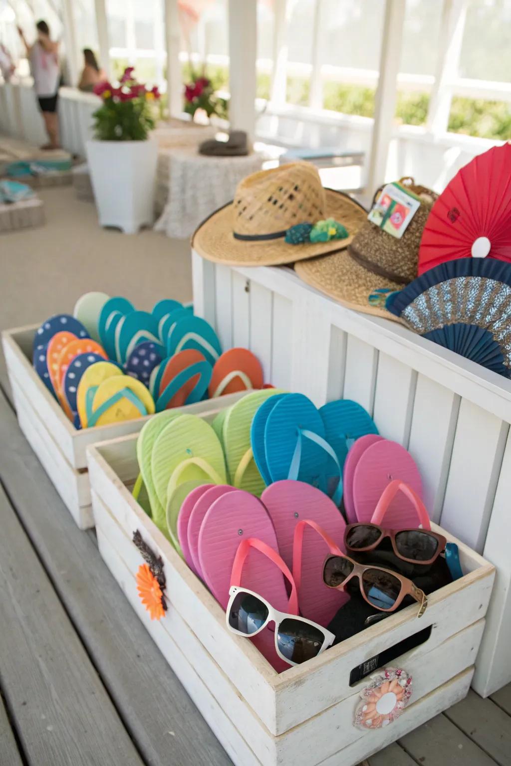 A chic comfort center stocked with essentials for guests.
