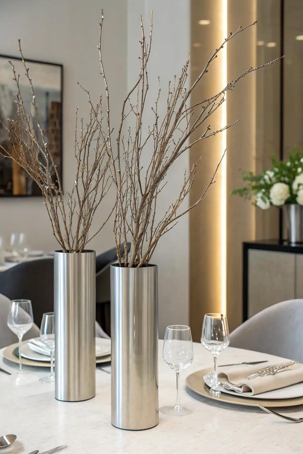 Metallic accents provide a contemporary spin.