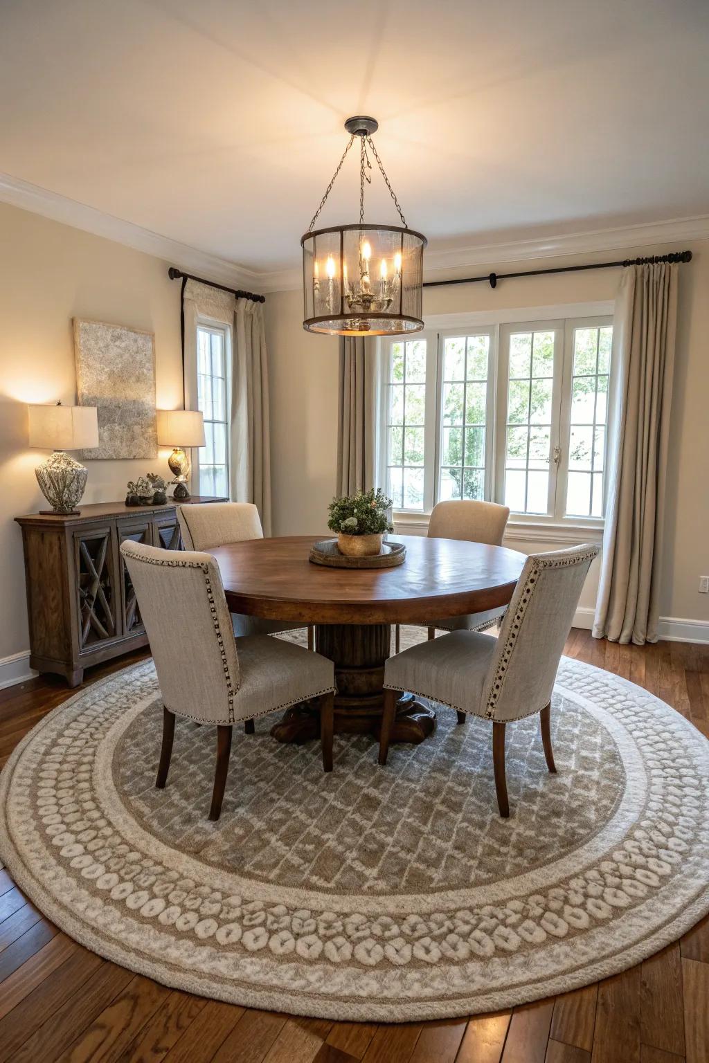 Establish harmony with a circular rug.