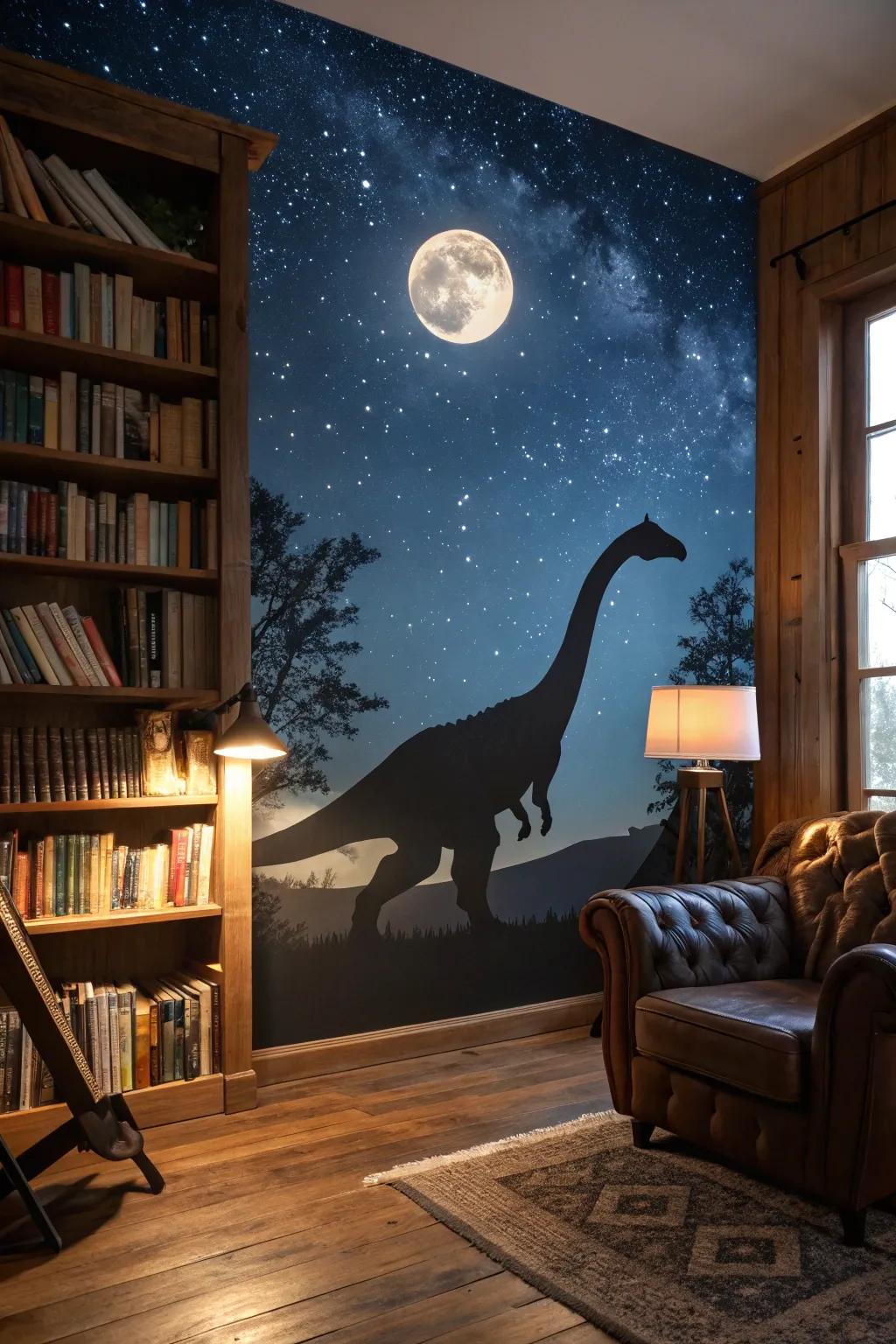 Mystical creature and moonlight scene artwork