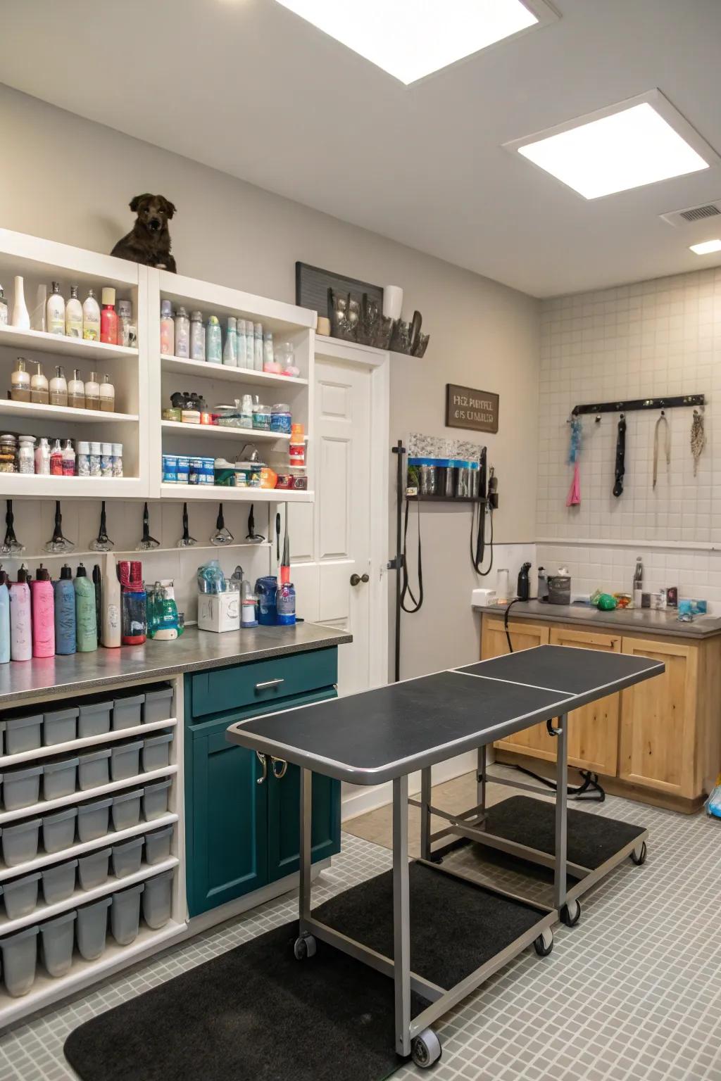 Intelligent storing solutions for a tidy salon.