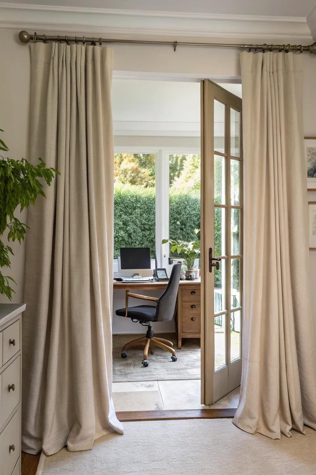 Understated drapes offer subtle elegance and tranquility.