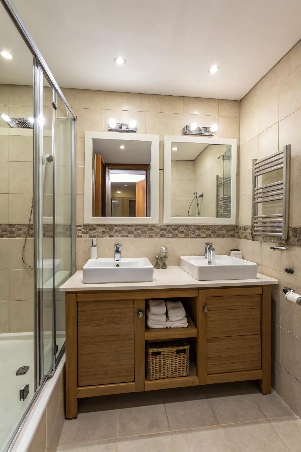 A slim partition provides personal space with sophistication.