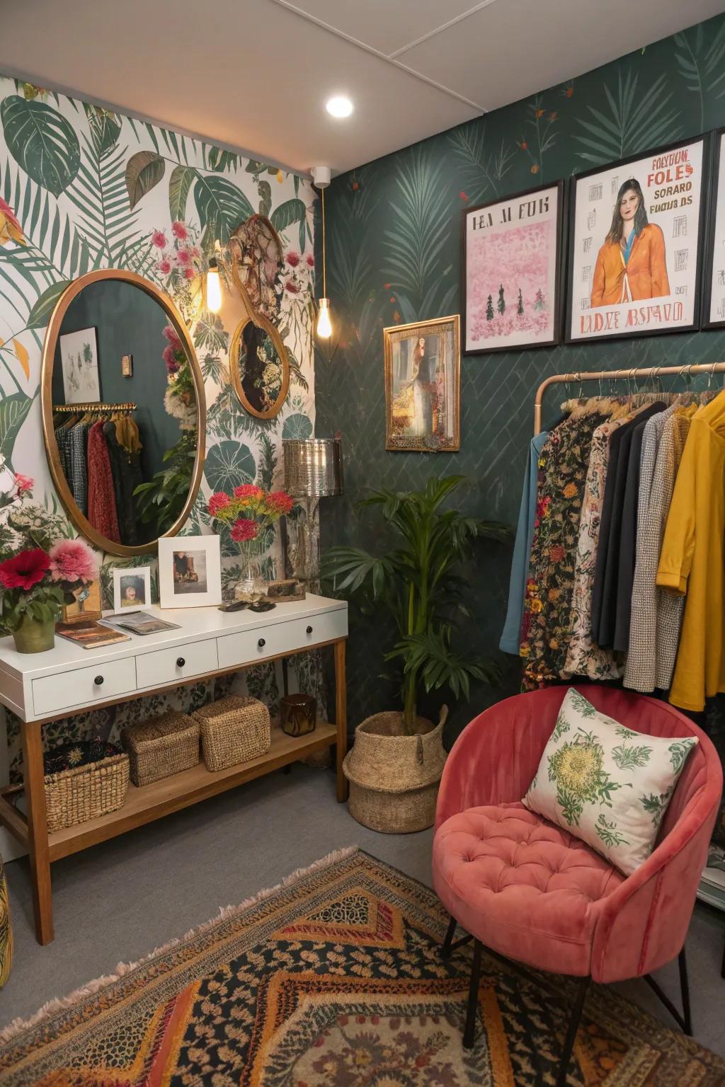 Customized ornamentation transforms your dressing room into a unique getaway.