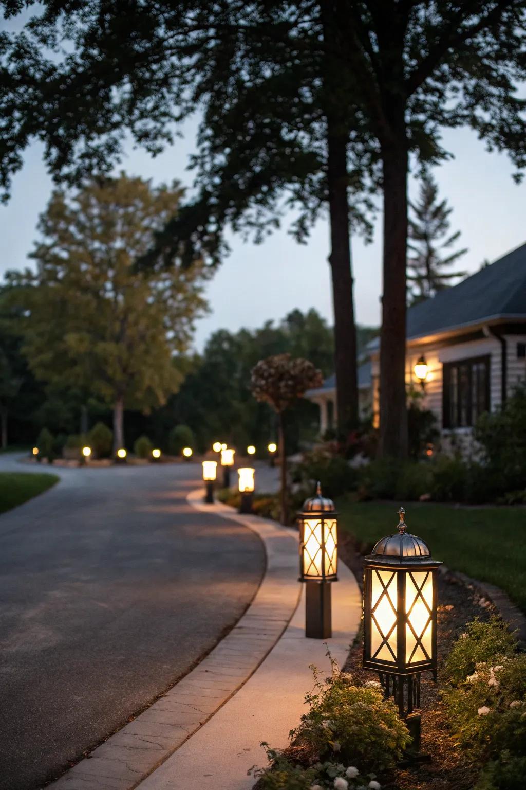 Decorative lighting crafts a secure and captivating nocturnal ambiance.