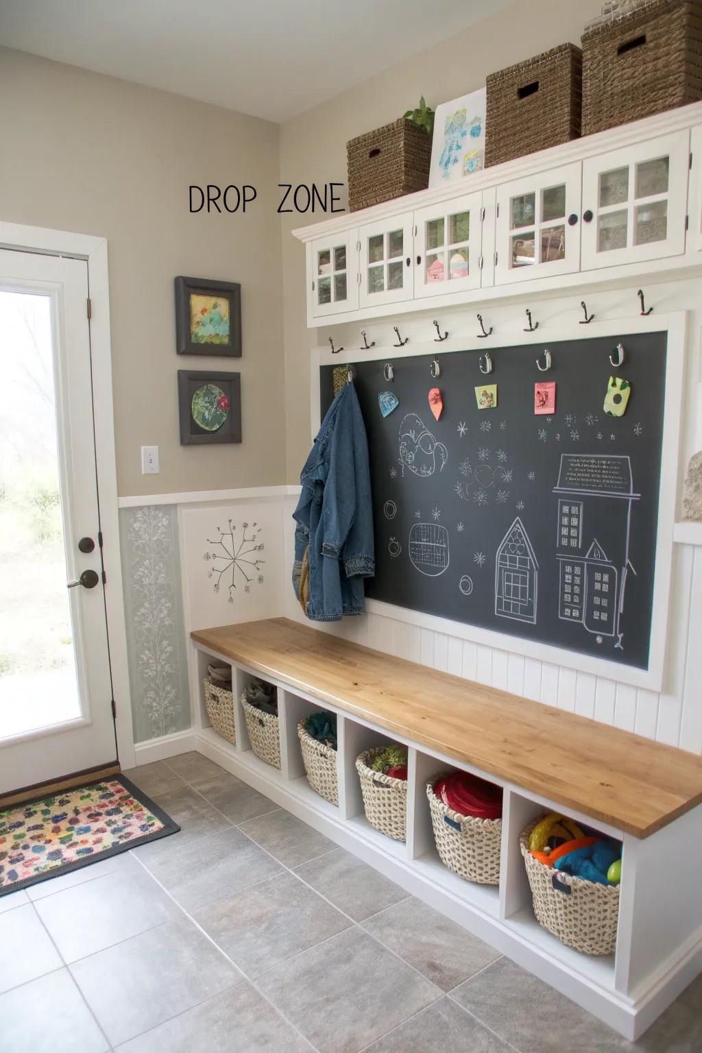 Personalized touches give drop zones character.