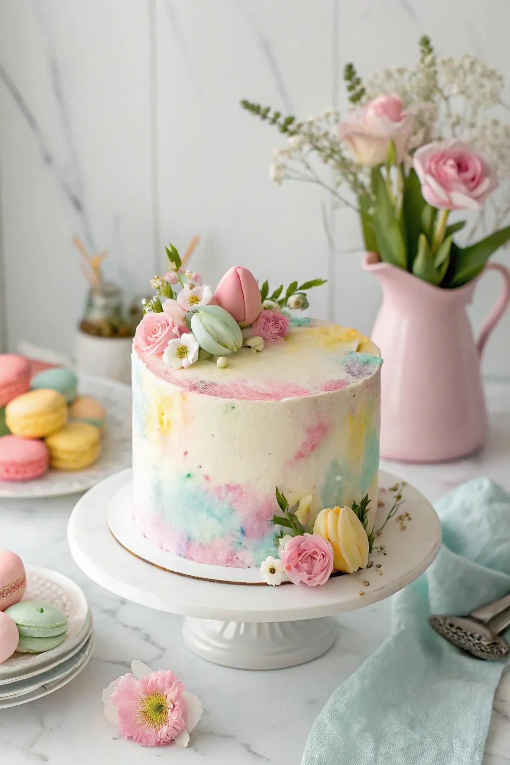 Watercolor pastels render this Easter cake a true masterpiece.