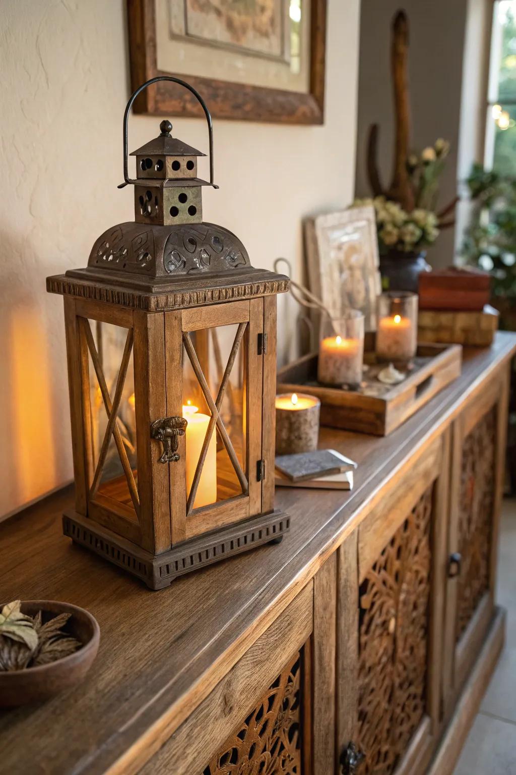 Country-style lanterns append ageless elegance to any ornamentation.
