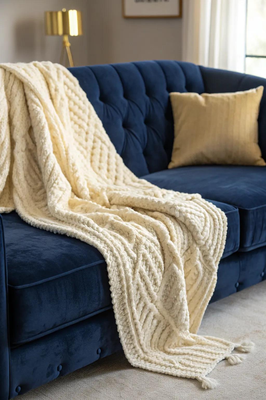 A cozy seating area featuring layered textures for added depth.