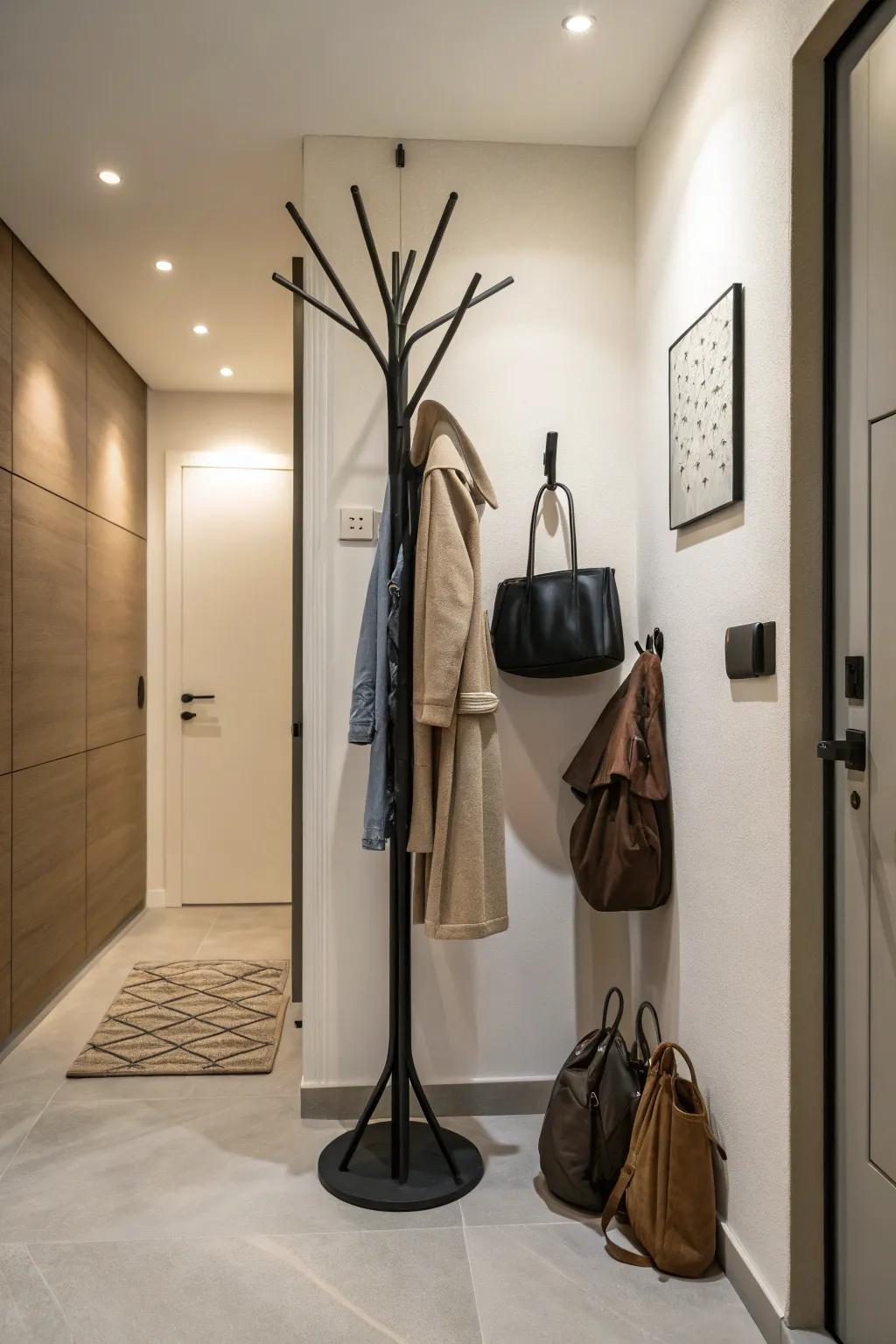 Choose a sleek and space-conscious coat tree.