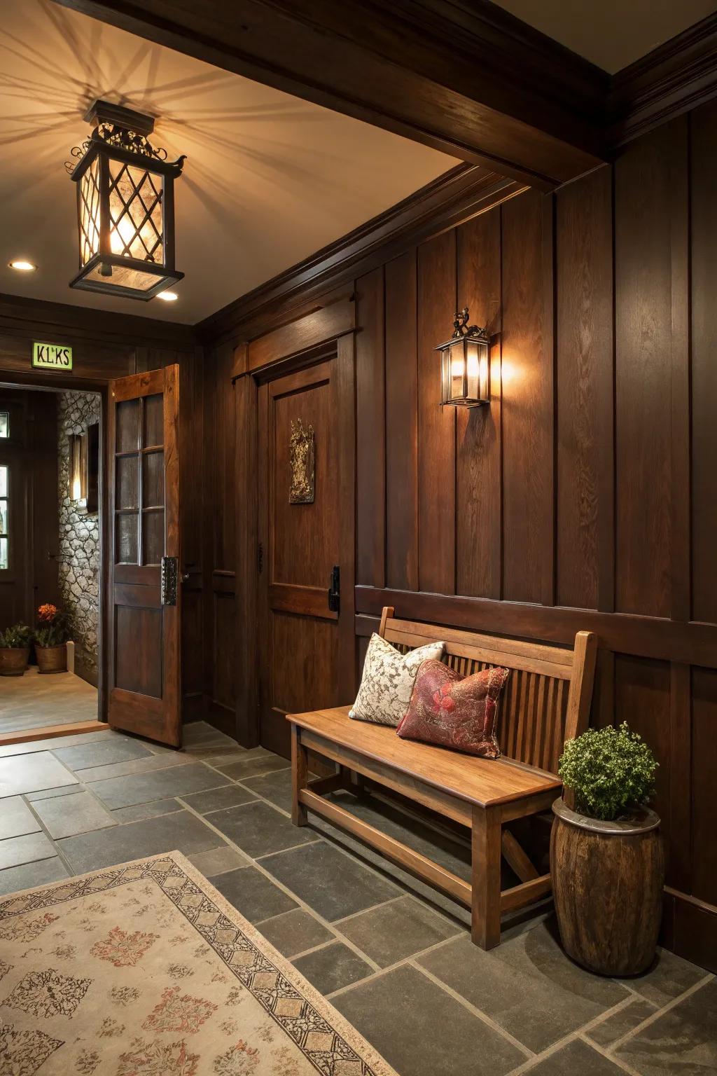 Create intimacy using deep brown shades.