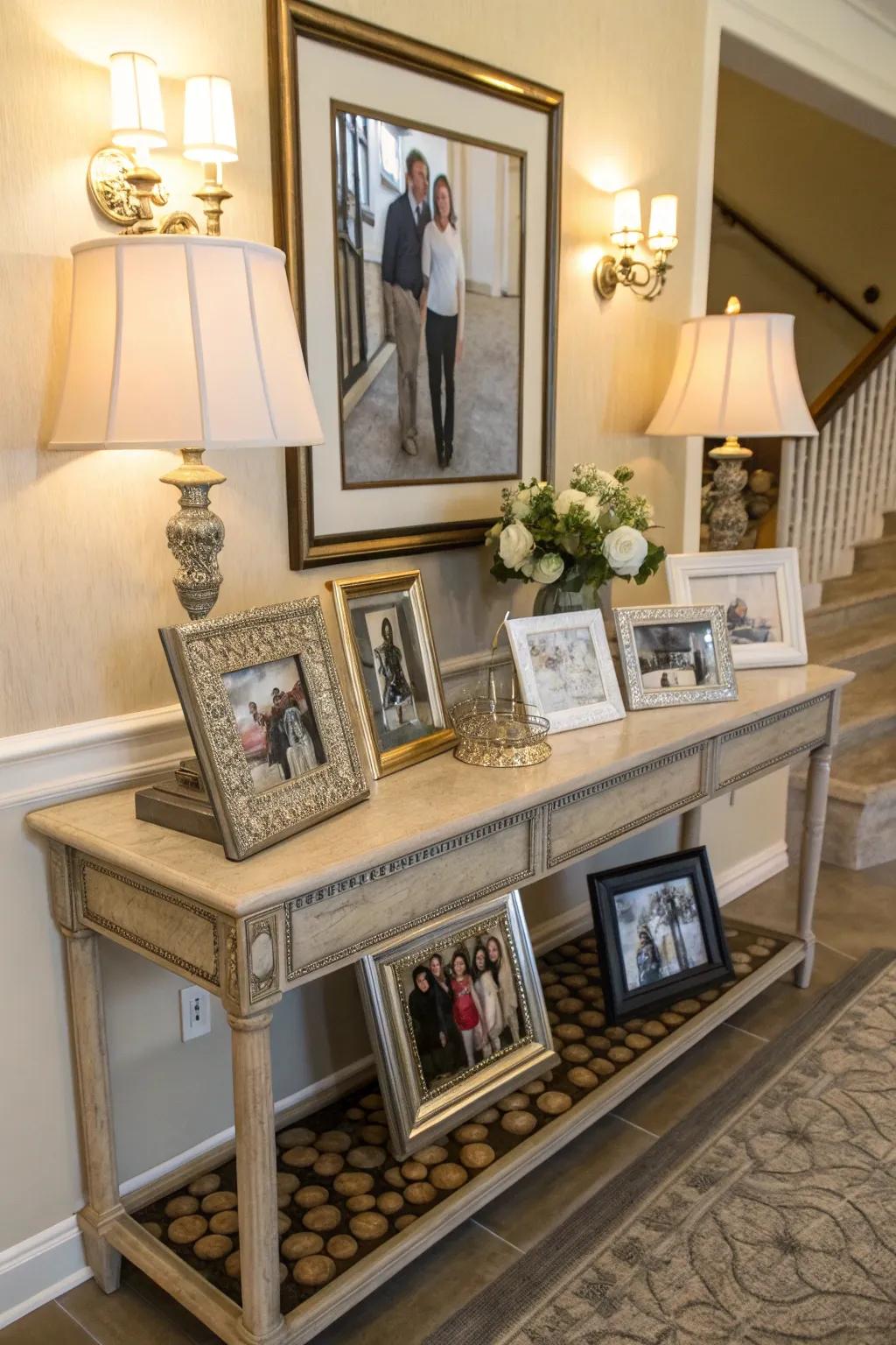 Photo displays transform your entryway into a uniquely personal space.