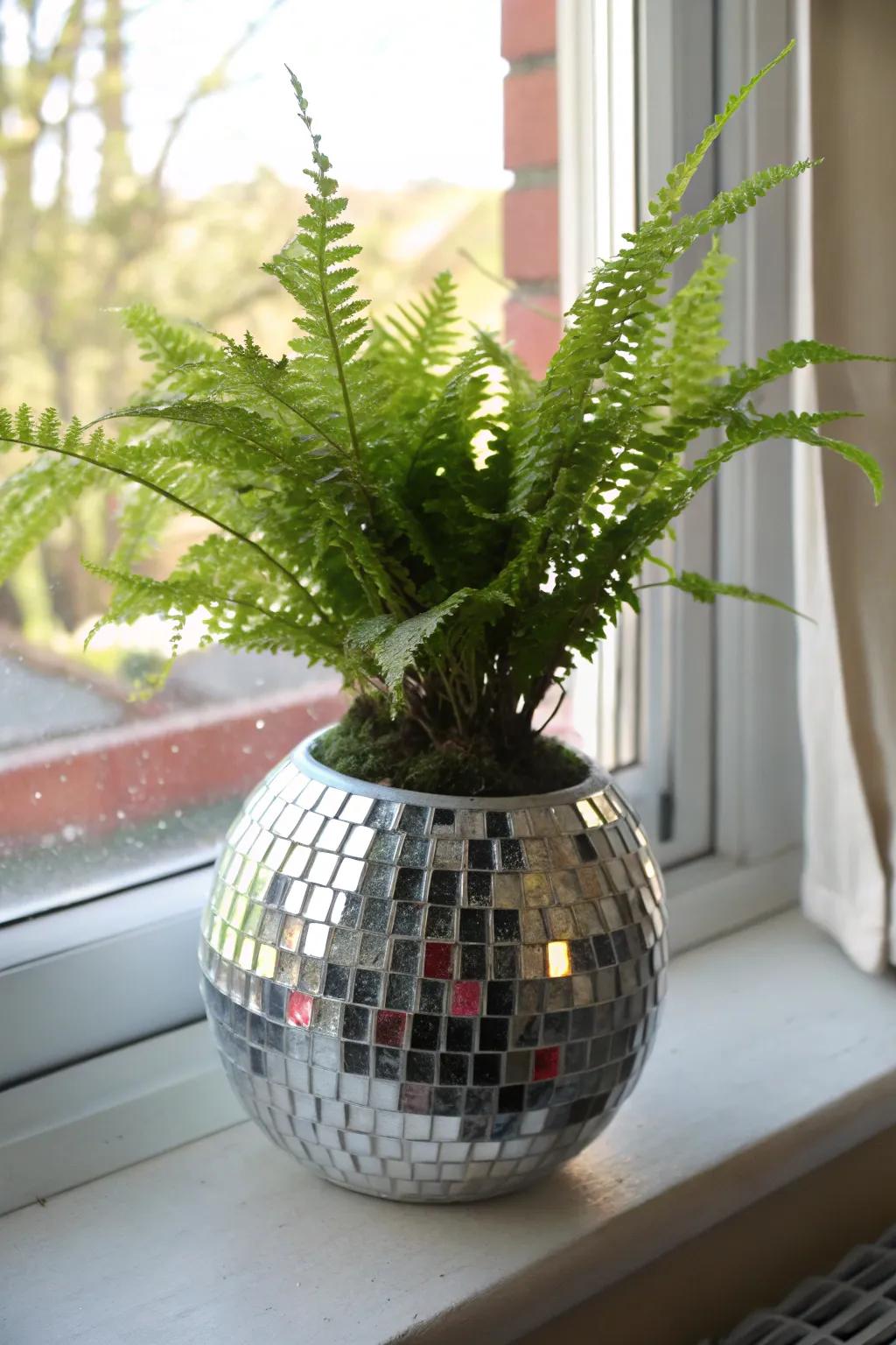 Bring retro sparkle to your plant display with a ball pot.