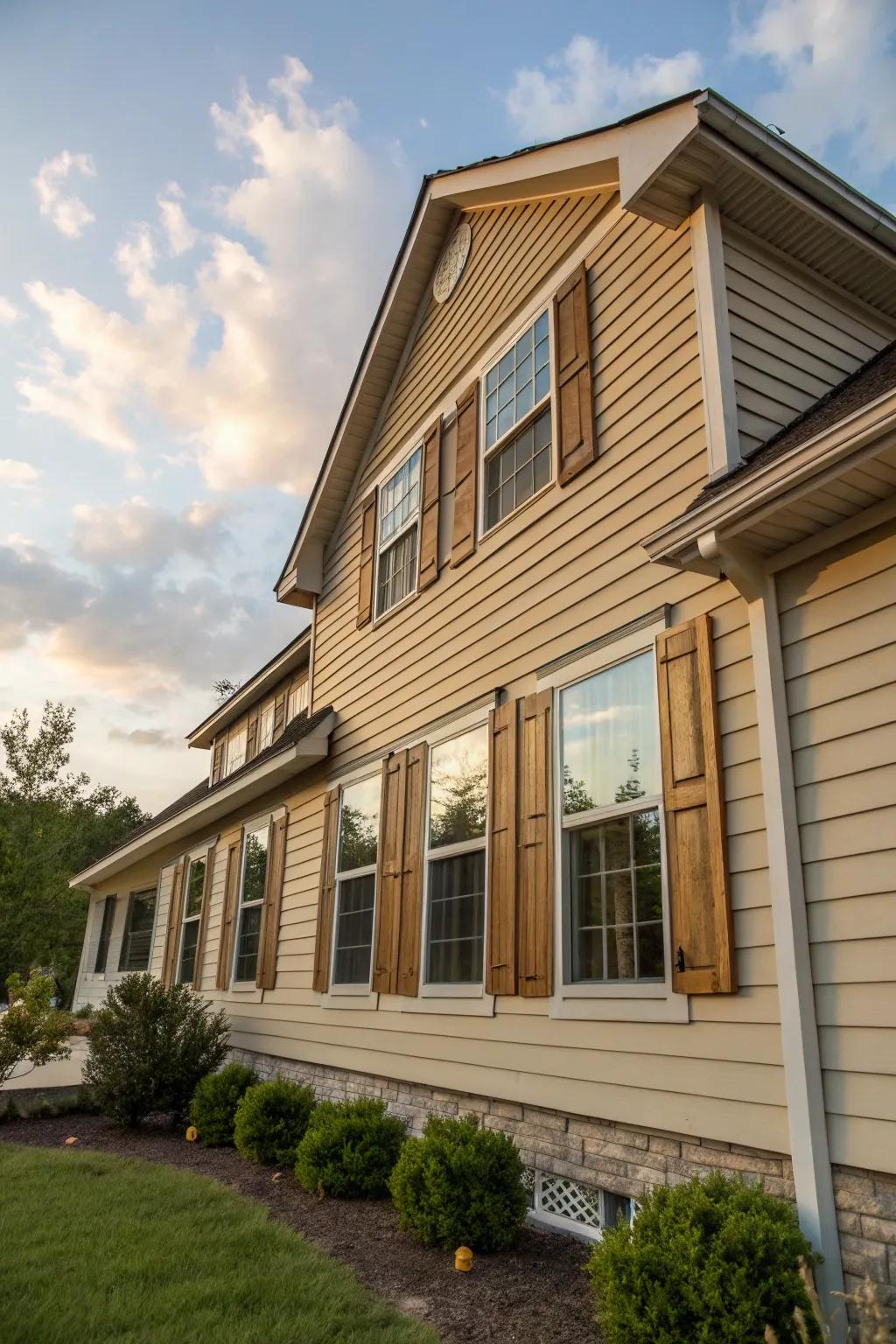 Faux wood trims provide the beauty of wood with simple maintenance.