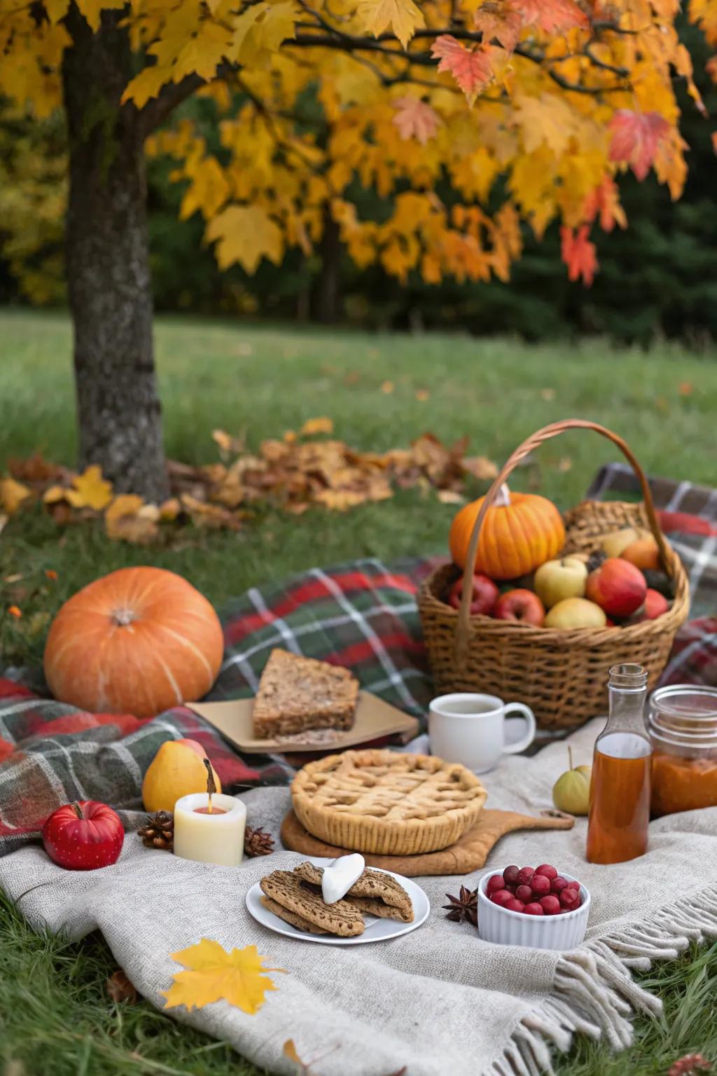 Comfy autumn picnic for a birthday.