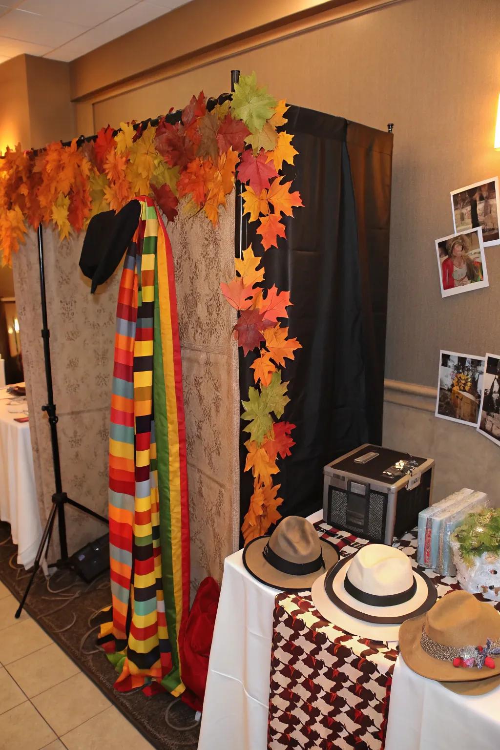 An entertaining fall-inspired snapshot corner for capturing celebration memories