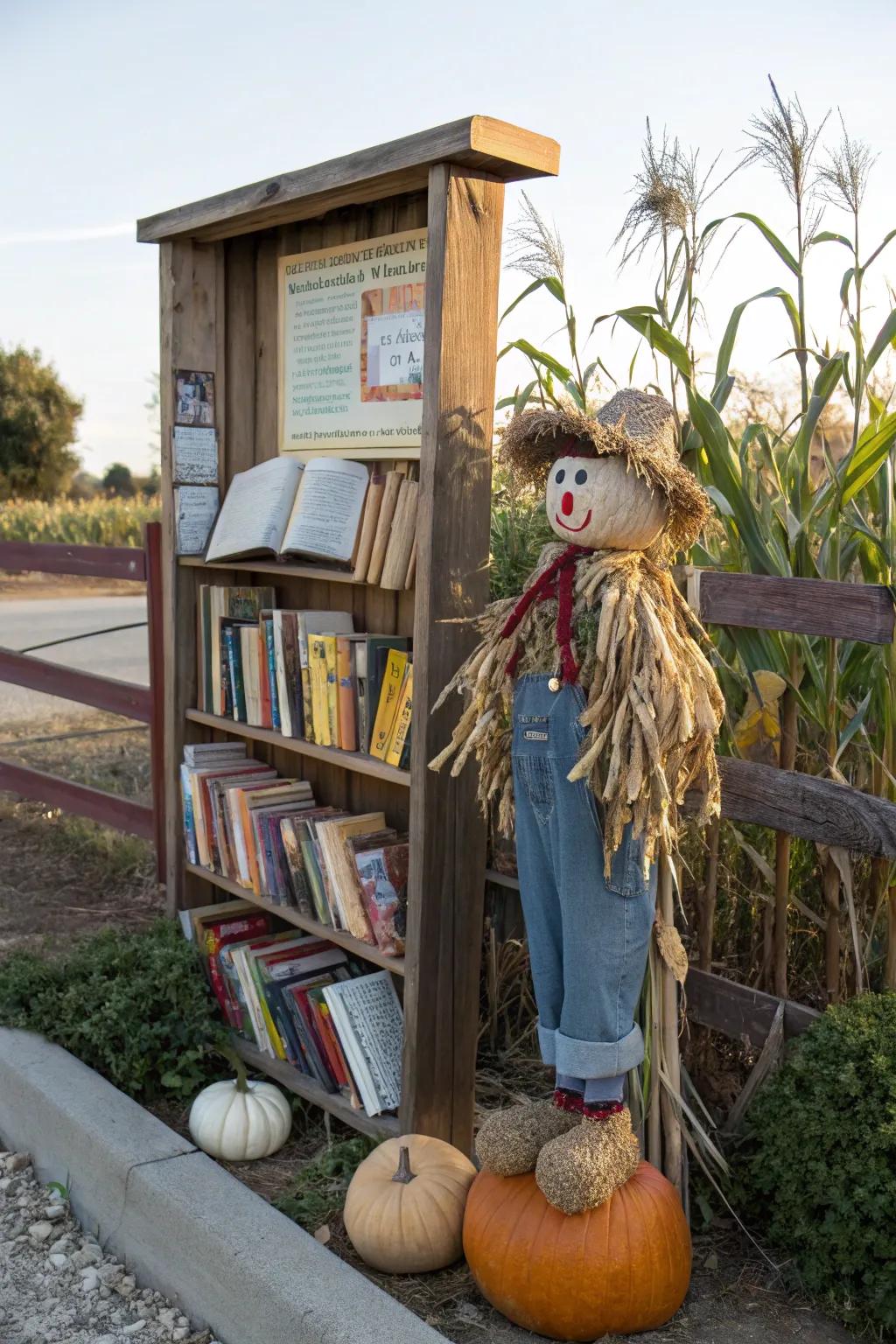 A scarecrow-themed bulletin board that captures the essence of fall.
