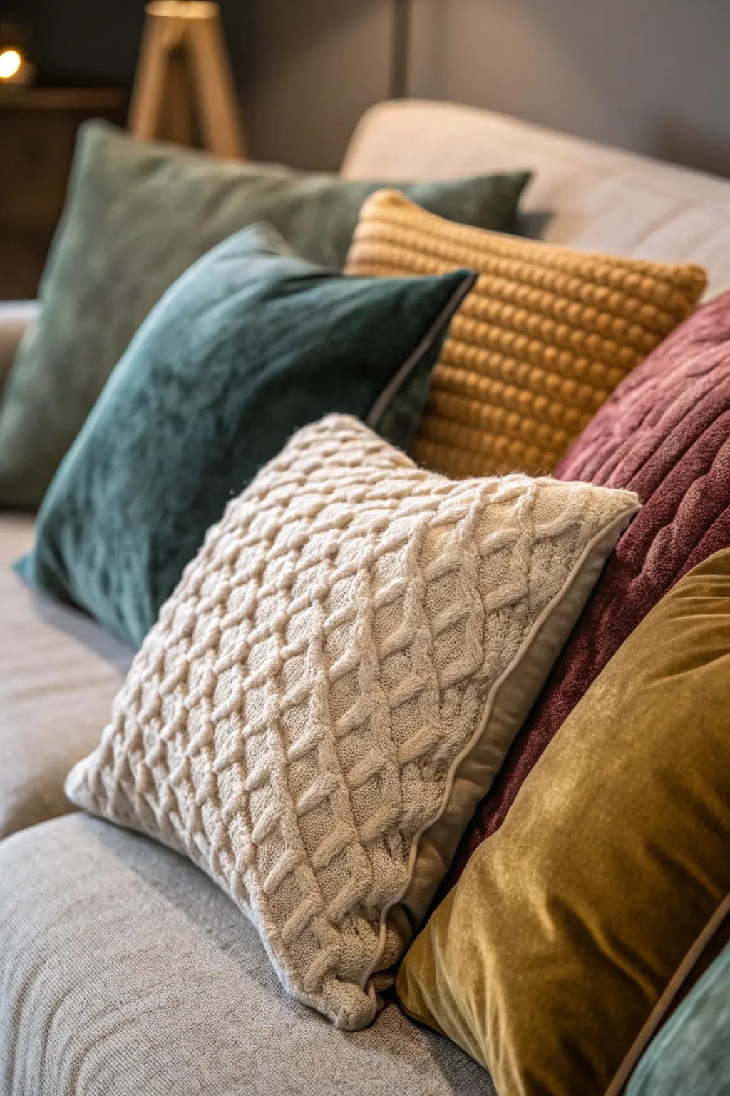 Fabrics with texture enhance fall decor with a luxurious feel.