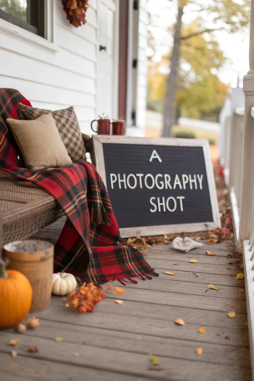 Enhance your porch with a cozy plaid fabric marker.